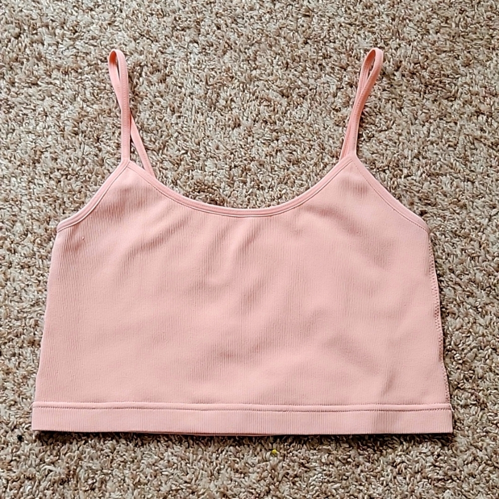 Pink spaghetti strap crop top